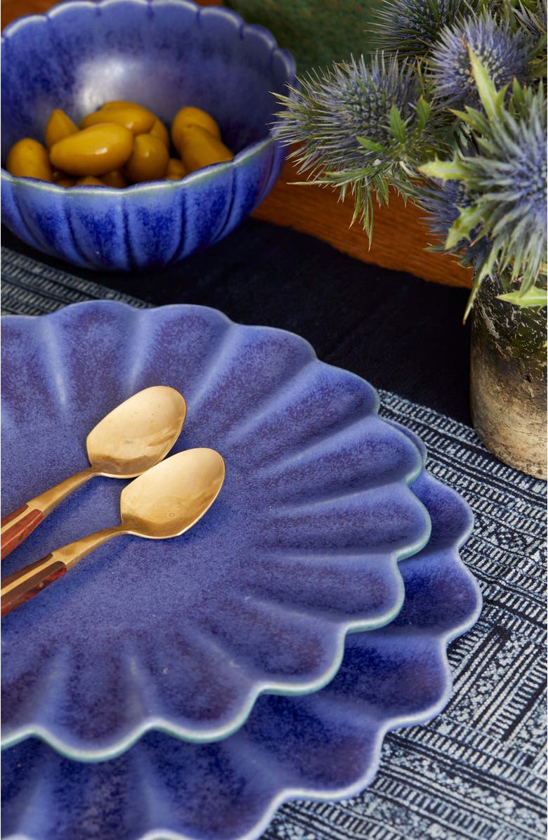LEMIEUX ET CIE Dhalia Stoneware 4-Piece Dinner Plate Set, Alternate, color, Blue