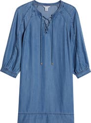 Tommy Bahama Chambray O'Lei Lace-Up Shift Dress
