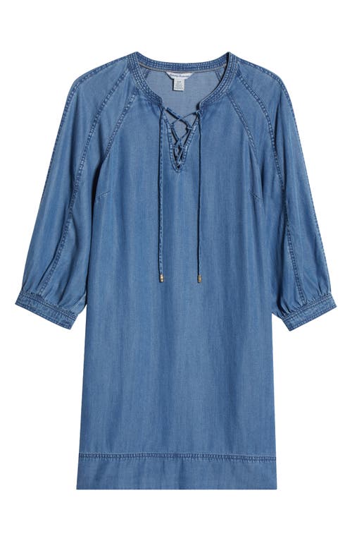 Tommy Bahama Chambray O'lei Lace-up Shift Dress In Blue