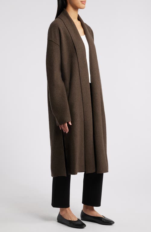 Eileen Fisher High Collar Wool Felted Coat In Brown