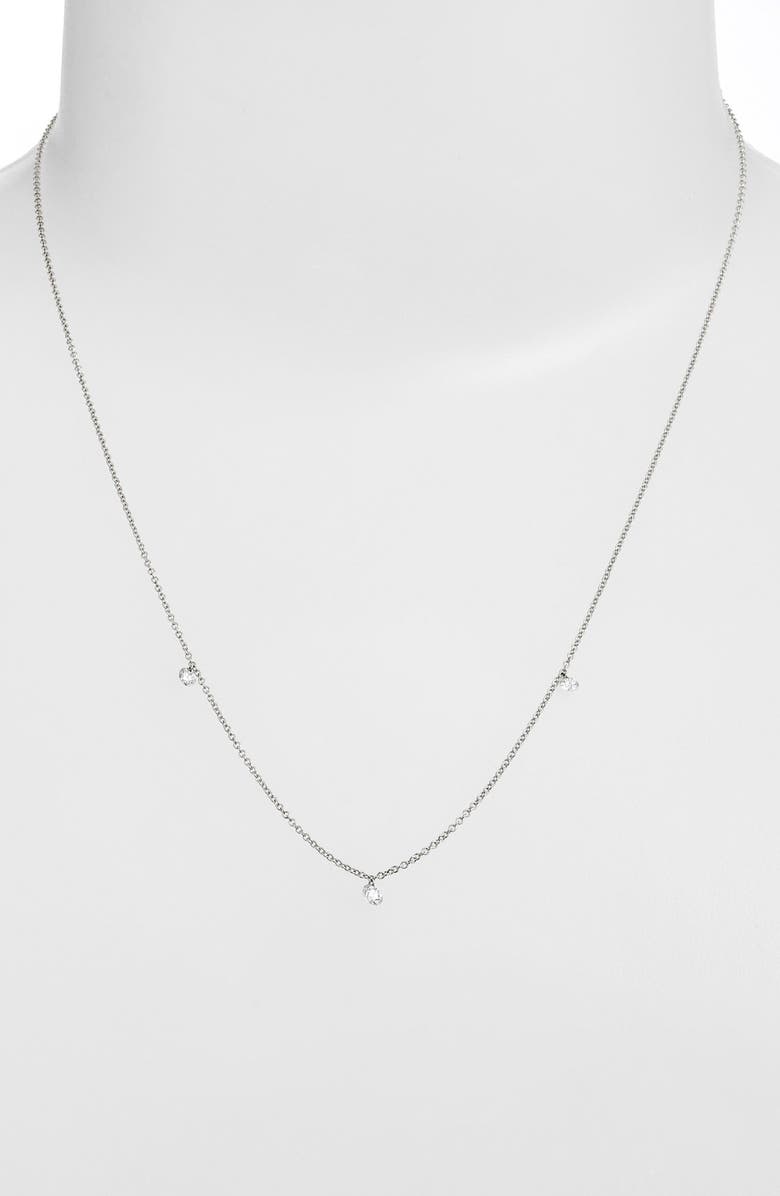 Bony Levy 'Floating Diamond' 3-Diamond Necklace, Alternate, color, White Gold