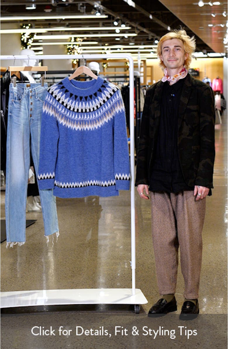 Fair Isle Oversize Alpaca Blend Crewneck Sweater, sales video thumbnail