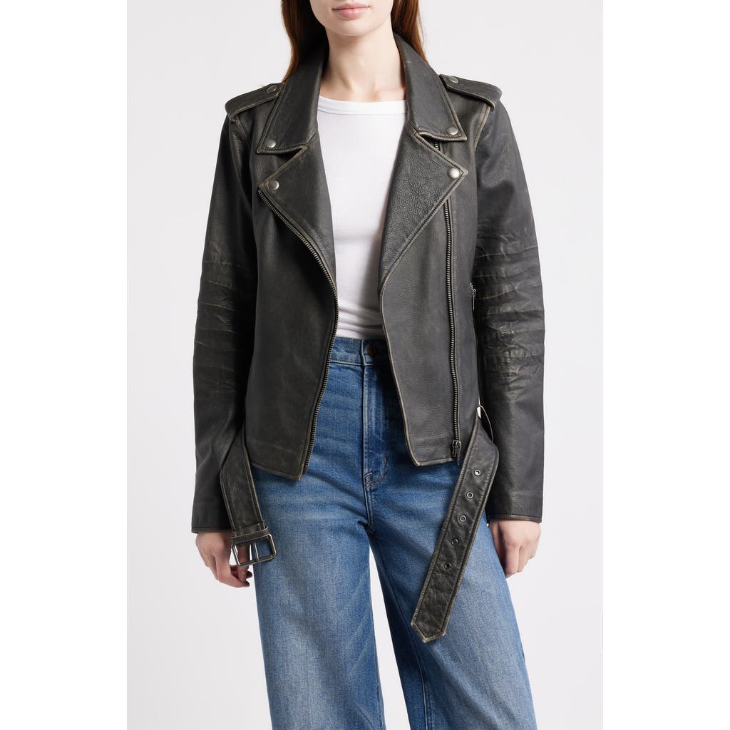 Frye Leather Moto Jacket In Black