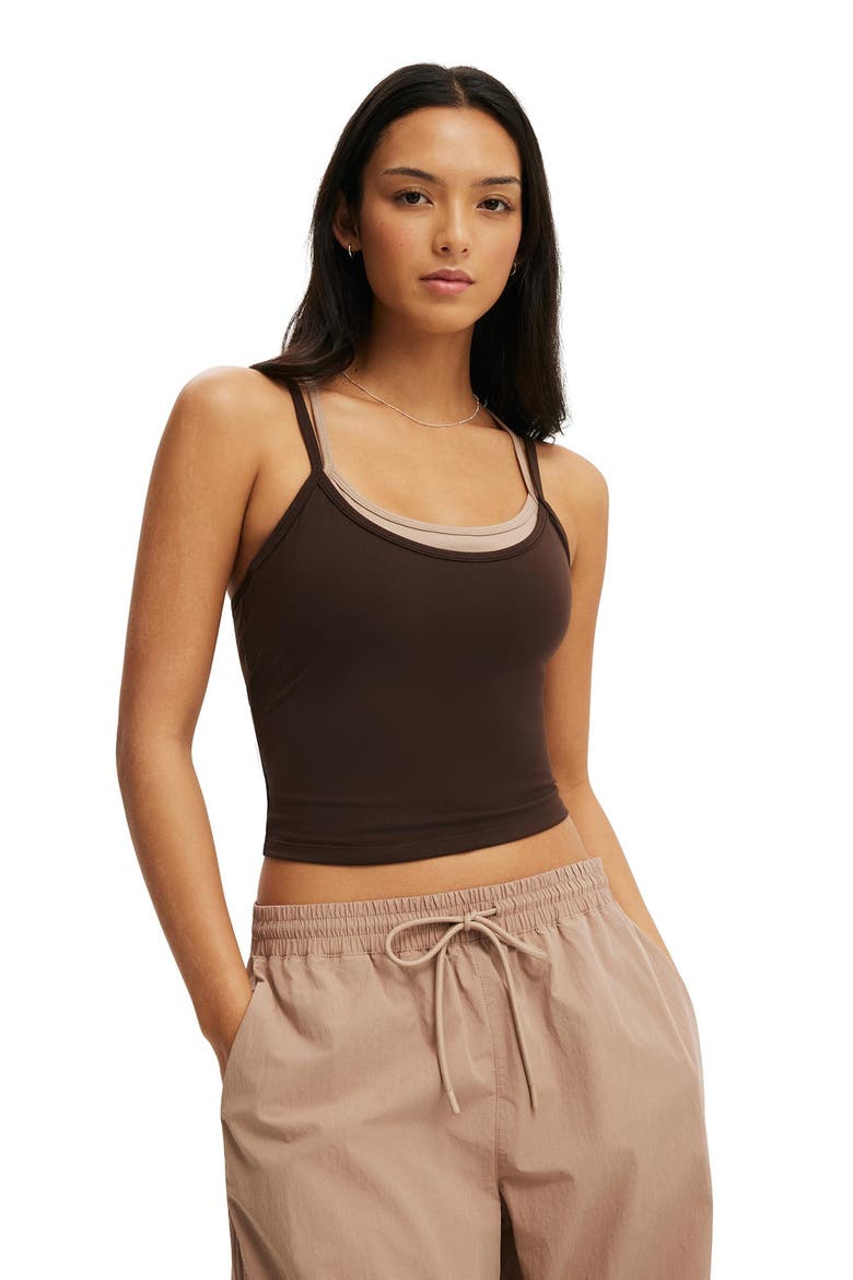 Women's Active Ultra Soft Contrast Layer Tank, Main, color, French Roast Latte
