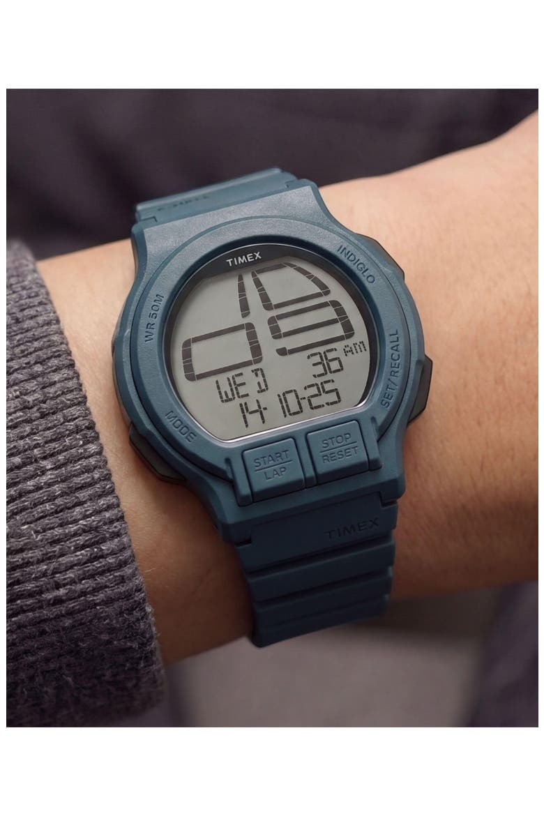Retroware Digital Resin Strap Watch, 46mm, Alternate, color, BLUE