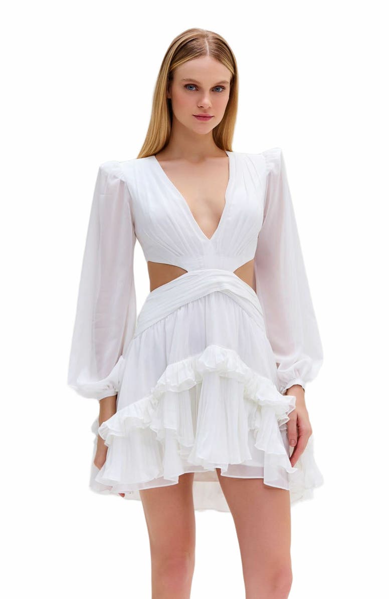 PatBO Deep-V Cutout Mini Dress, Alternate, color, 