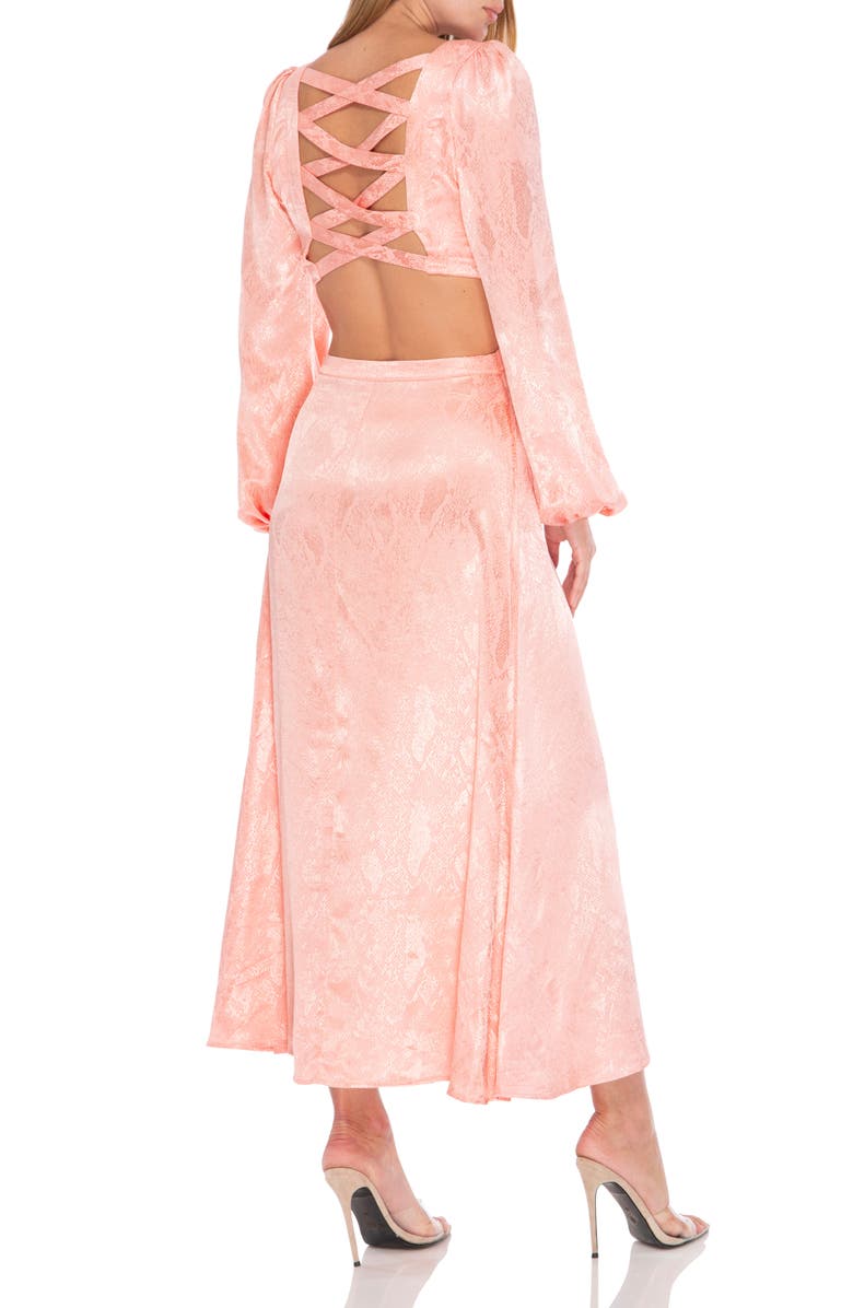 AFRM Norton Snake Print Satin Long Sleeve Dress, Alternate, color, 