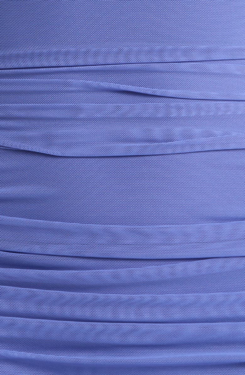 Norma Kamali Mesh Plunge Skirted One-Piece Swimsuit, Alternate, color, Military Blue