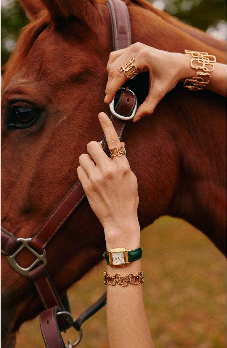 RETRO CHIC Roman Arc Golden Ring, Alternate, color, Gold