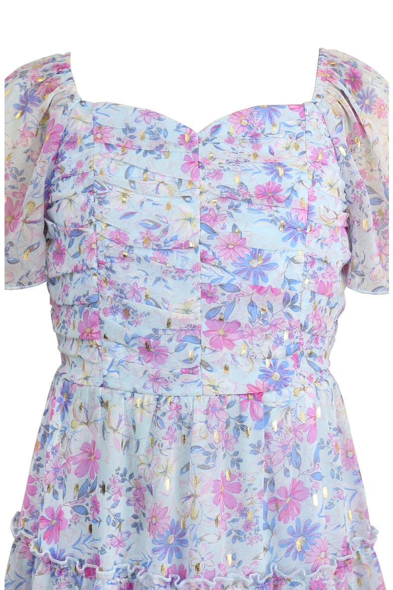 Kids' Yoryu Tiered Chiffon Dress, Alternate, color, BLUE MULTI