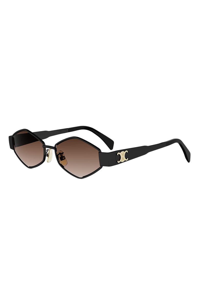 CELINE Triomphe 54mm Geometric Sunglasses, Alternate, color, Shiny Black / Gradient Brown