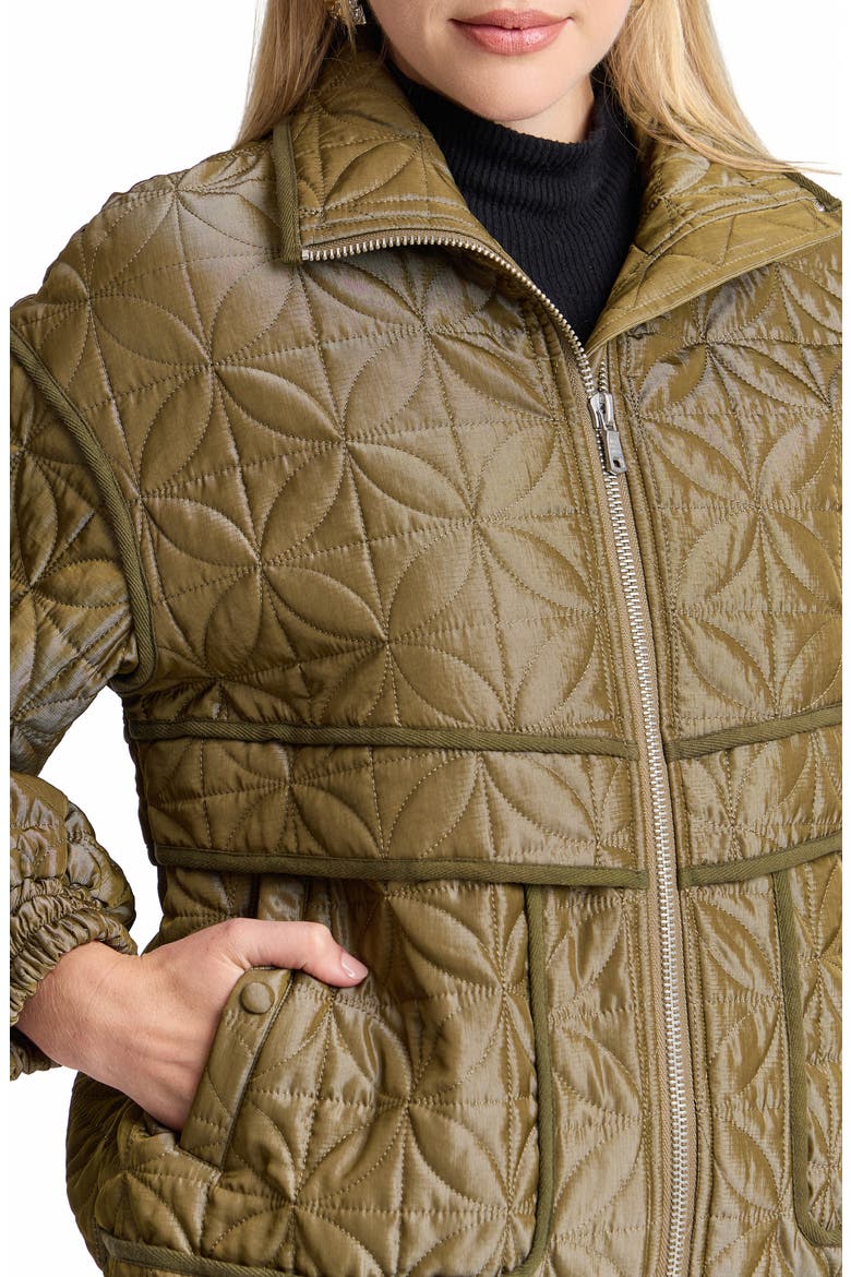 Funnel Neck Quilted Bomber Jacket, Alternate, color, SEAGRASS