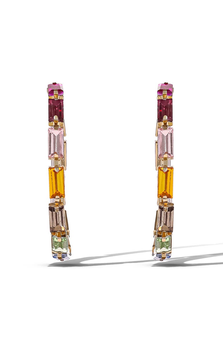 Jessica Simpson Multicolor Gemstone Hoop Earrings, Alternate, color, Gold