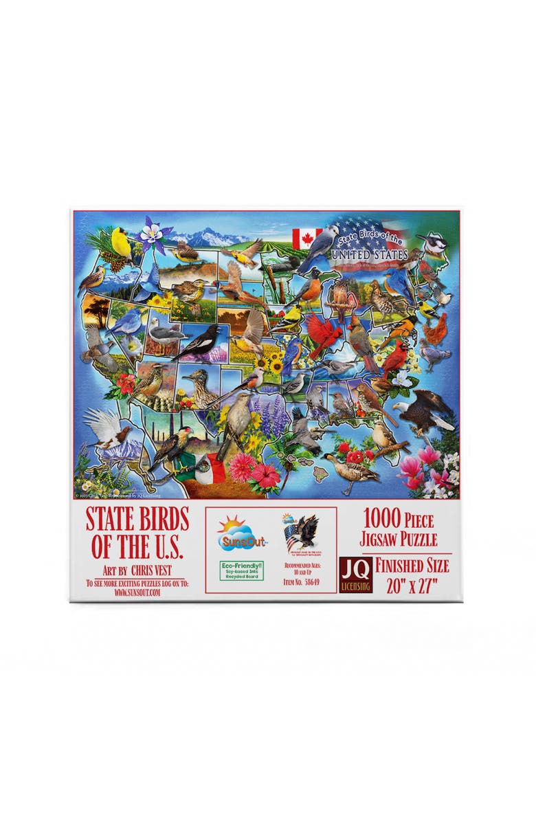 Sunsout State Birds of the U.S. 1000 piece Jigsaw Puzzle for Adults, Alternate, color, Multicolor