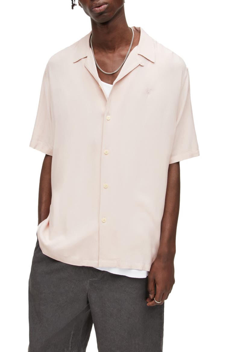 Venice Relaxed Fit Short Sleeve Button-Up Camp Shirt, Main, color, ASH DESERT PINK