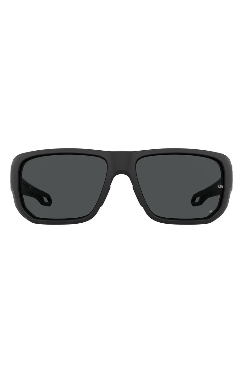Under Armour Attack 2 63mm Wrap Sunglasses, Main, color, Matte Black/ Grey Oleophobic