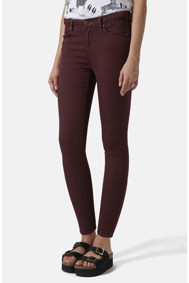 Moto 'Leigh' Stretch Ankle Skinny Jeans, Main, color, AUBERGINE