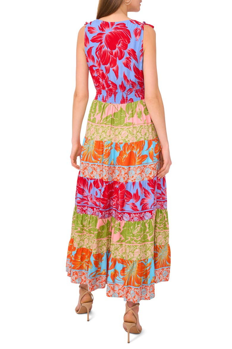 Print Beaded Tiered Maxi Dress, Alternate, color, SHELL PINK
