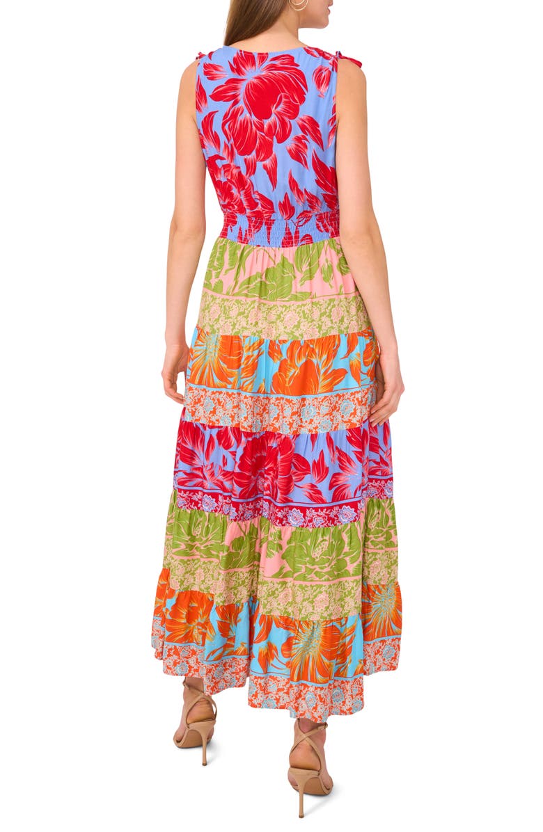 Vince Camuto Print Beaded Tiered Maxi Dress, Alternate, color, Shell Pink