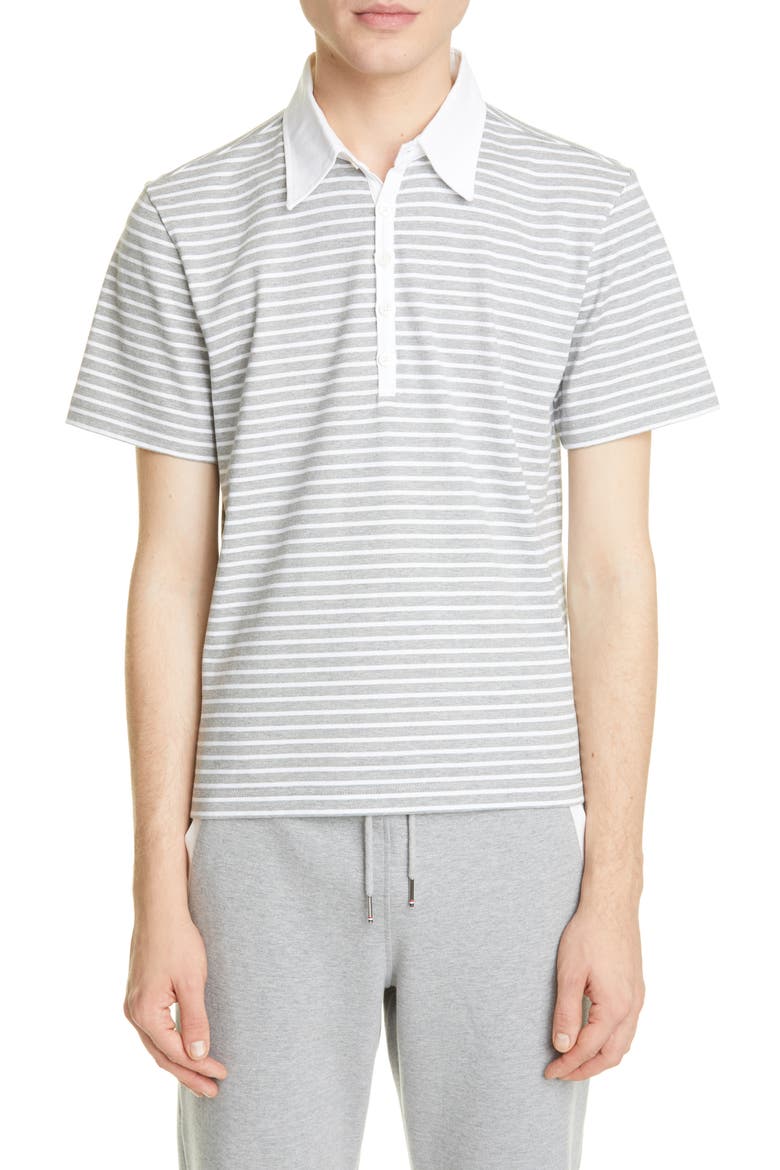Stripe Cotton Polo Shirt (Nordstrom Exclusive), Main, color, LIGHT GREY