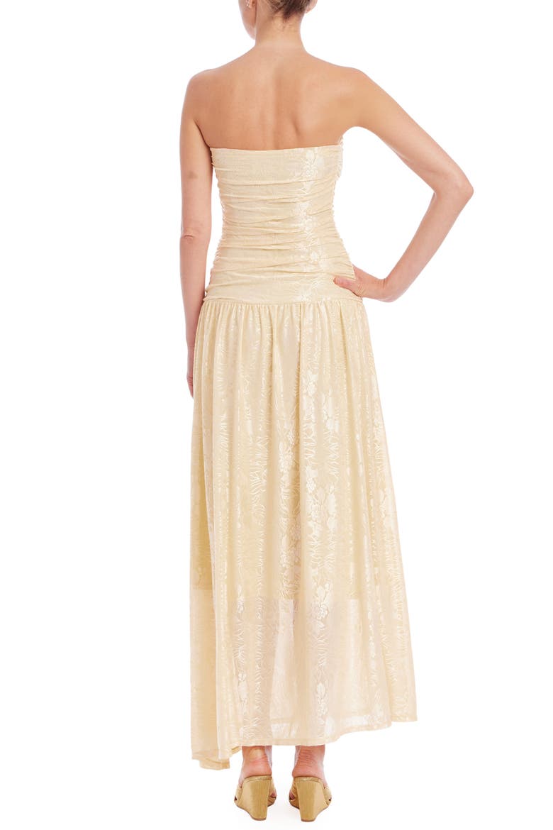 Floral Jacquard Strapless Gown, Alternate, color, BUTTERCUP