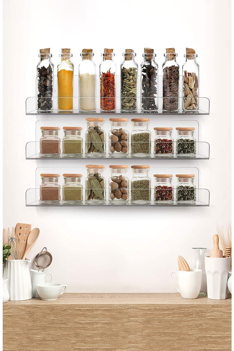 Floating Acrylic Wall Ledge Shelf - Set of 6, Alternate, color, CLEAR