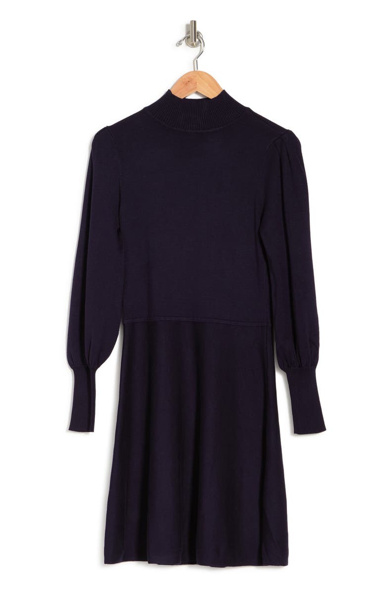 Vince Camuto Mock Neck Fit & Flare Sweater Dress, Alternate, color,