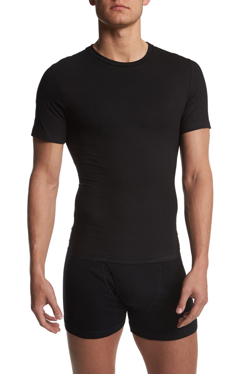SPANX<sup>®</sup> Crewneck Cotton Compression T-Shirt, Main, color, 