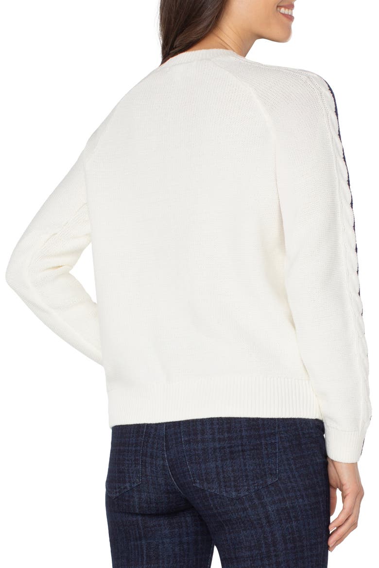 Cable Stitch Raglan Sweater, Alternate, color, WHISPER WHITE/ NAVY
