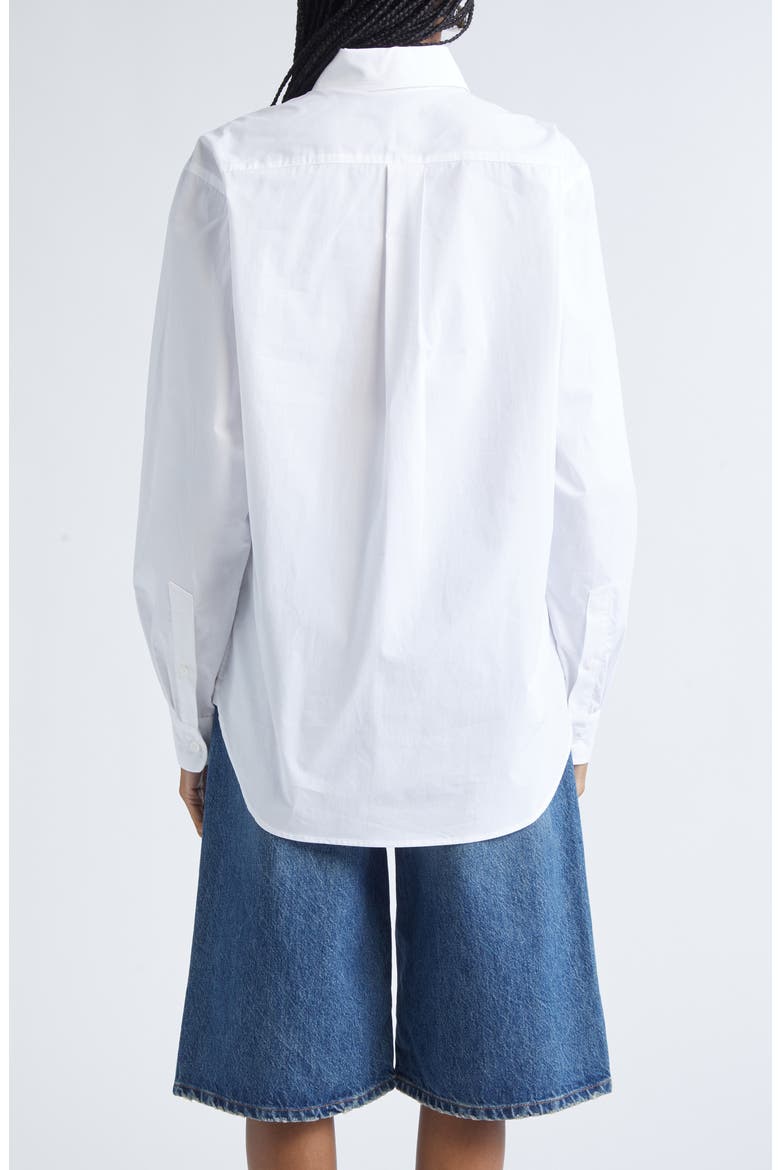 Boyfriend Logo Cotton Button-Down Shirt, Alternate, color, WHITE
