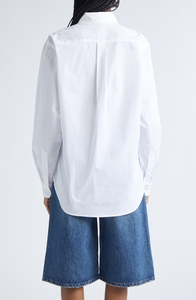 Coperni Boyfriend Logo Cotton Button-Down Shirt, Alternate, color, White
