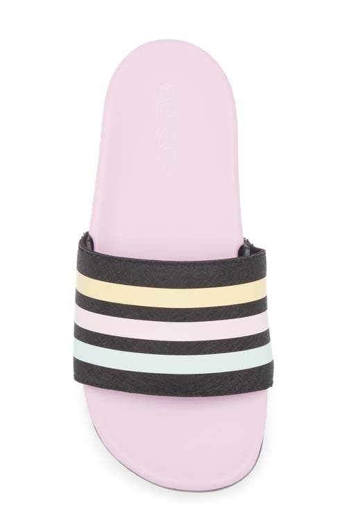 Adidas Originals Adidas Adilette Comfort Slide Sandal In Black/bliss Lilac/clear Pink