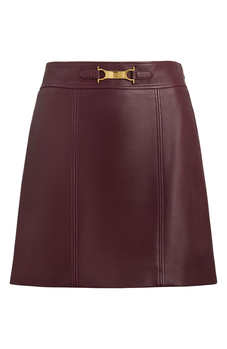 Lauren Ralph Lauren Lambskin Leather Miniskirt, Alternate, color, Dark Garnet