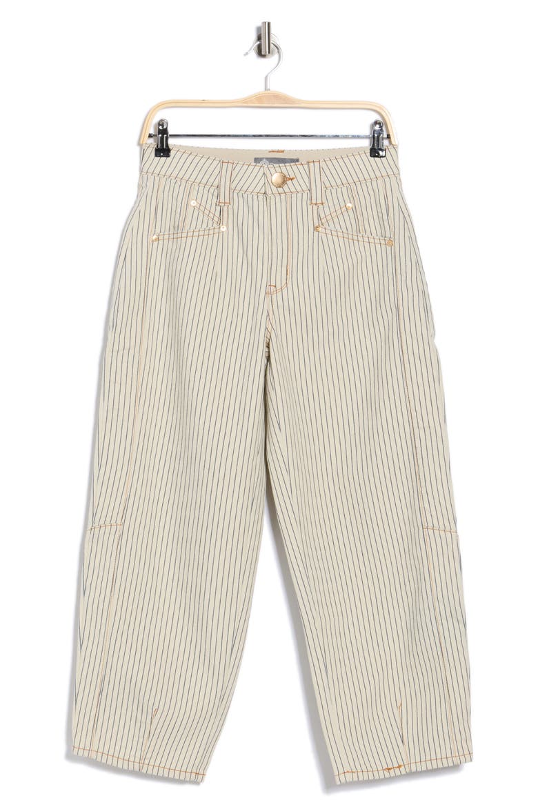 Stripe Relaxed Barrel Pants, Main, color, BLANCHED ALMOND/ NAVY