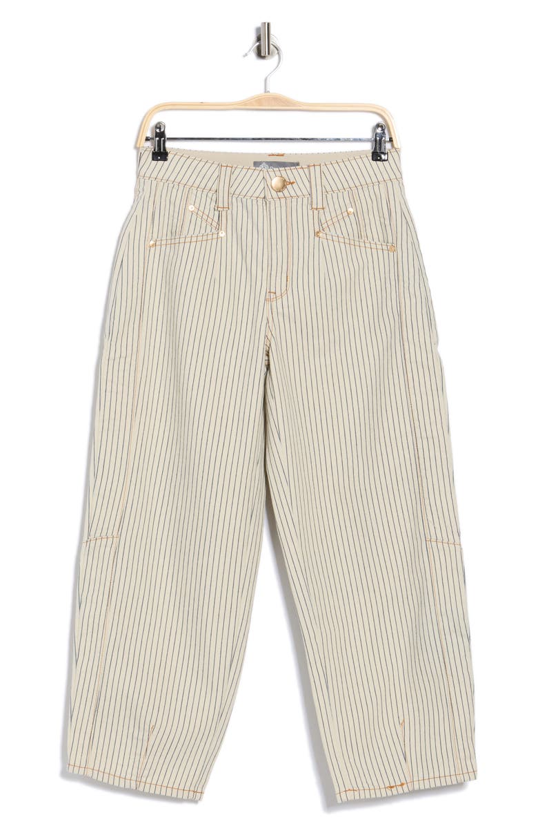 Democracy Stripe Relaxed Barrel Pants, Main, color, Blanched Almond/ Navy