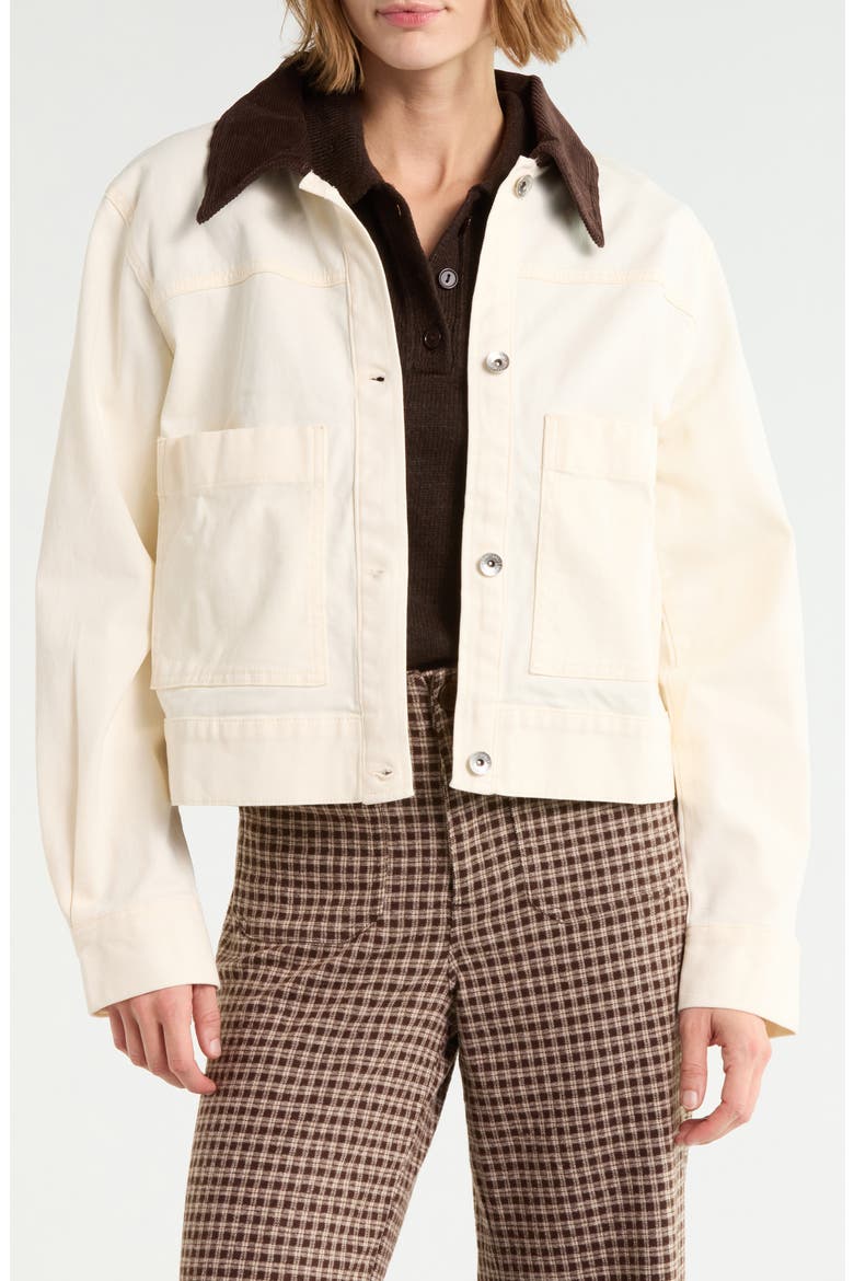 Corduroy Collar Crop Utility Jacket, Main, color, MOONSTONE WHITE