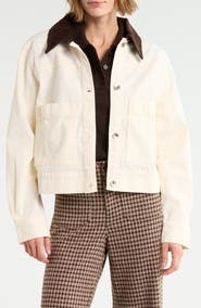 Sanctuary Corduroy Collar Crop Utility Jacket