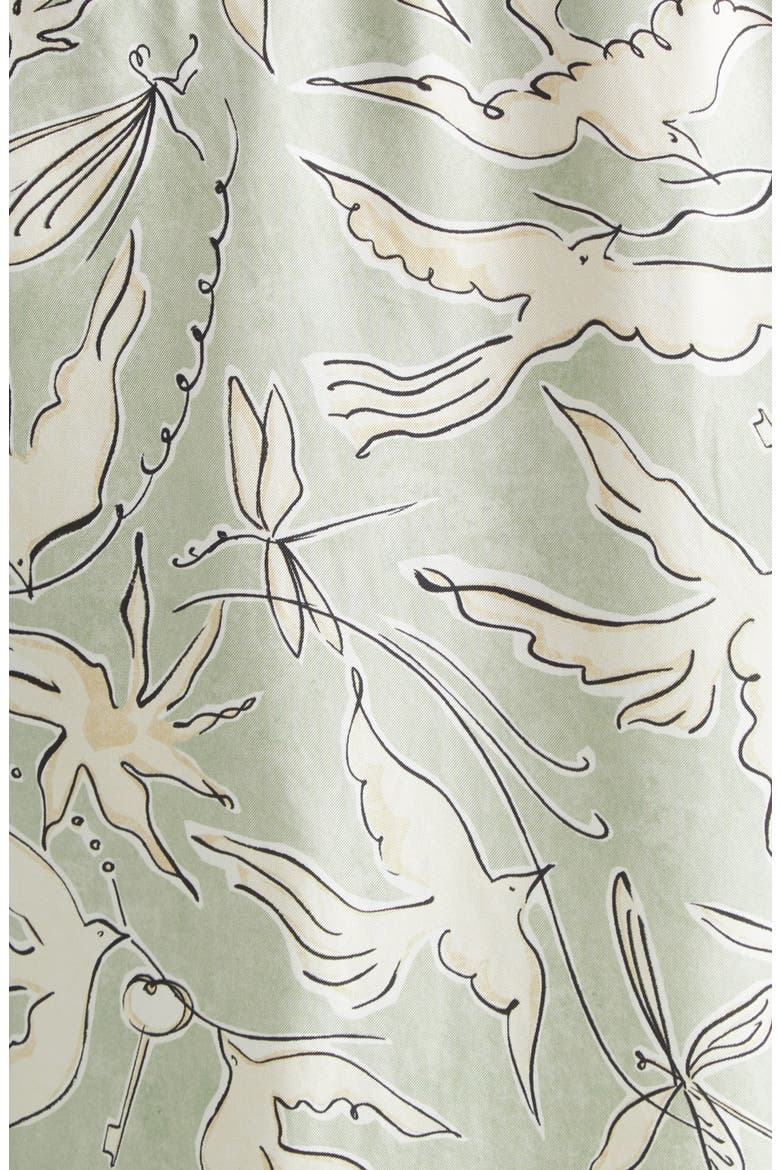 Chika Bird Print Silk Button-Up Shirt, Alternate, color, 378398 DESERT SAGE BIRD