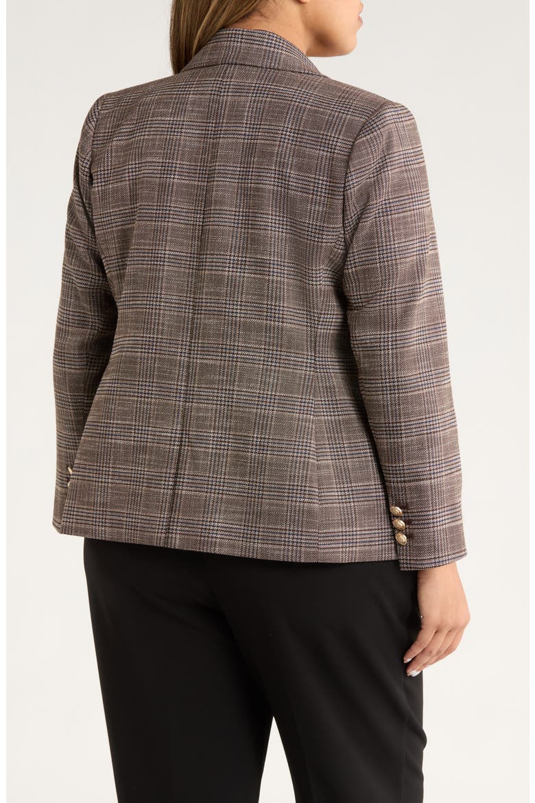 Plaid Double Breasted Blazer, Alternate, color, ESPRESSO I
