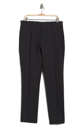 Hugo Boss Boss Genius Virgin Wool Blend Flat Front Dress Pants In Black