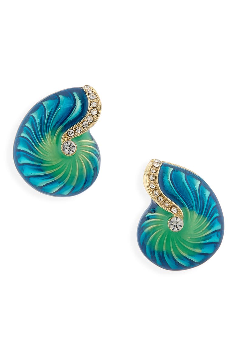 Enamel Shell Earrings, Main, color, LAPIS