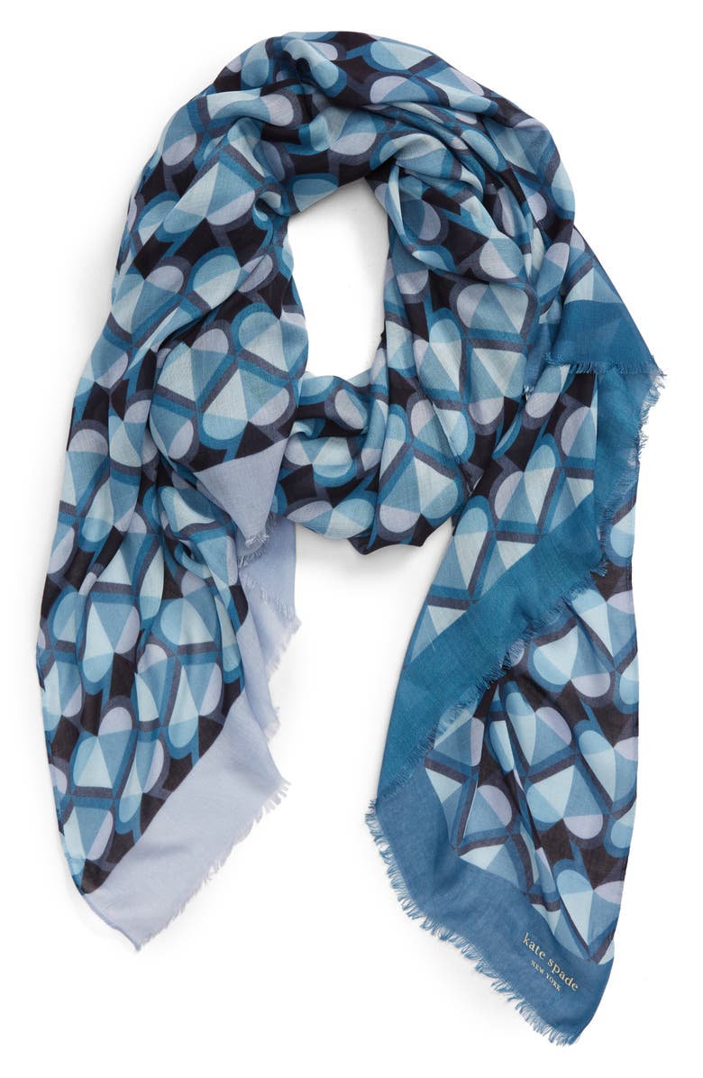 Kate Spade New York honeycomb oblong scarf, Alternate, color, Blue