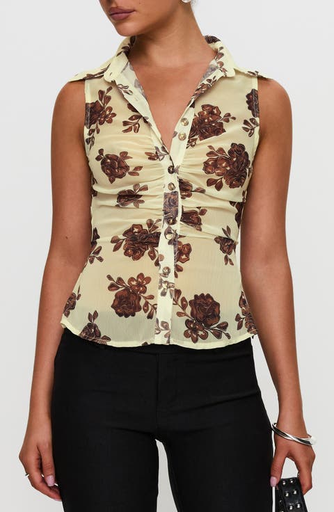 Present Tense Ruched Sheer Top