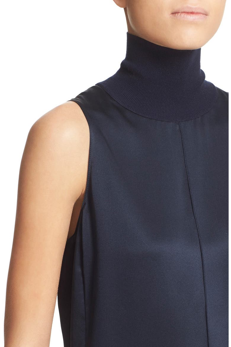 'Singer' Silk Sleeveless Turtleneck Top, Alternate, color, SALUTE