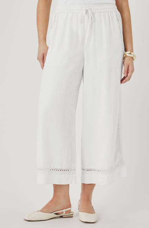 Stella Lace Inset Crop Linen Pants