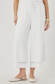 Splendid Stella Lace Inset Crop Linen Pants