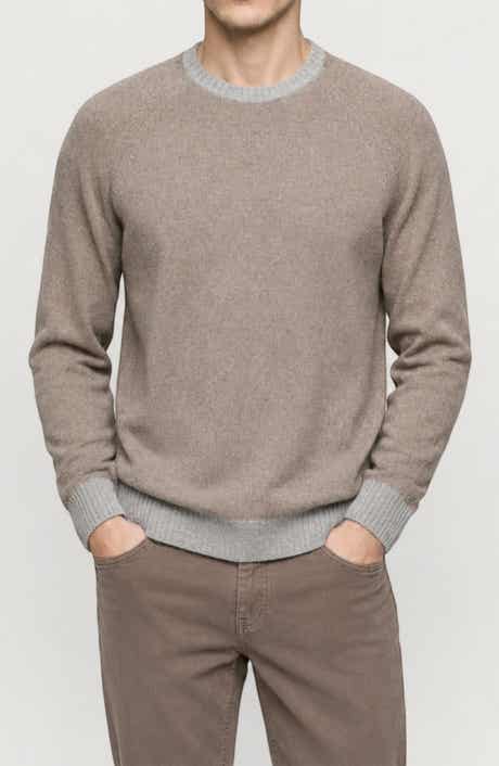 Contrast Crewneck Wool Blend Sweater