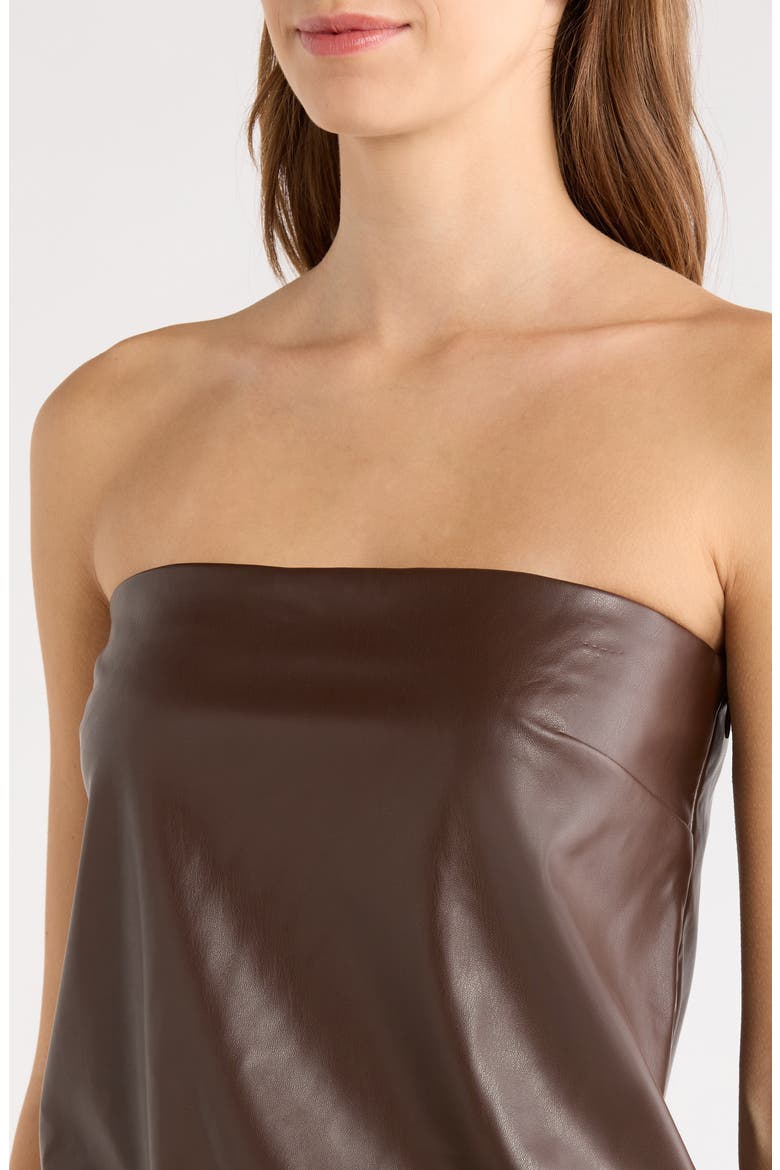 Camryn Faux Leather Strapless Top, Alternate, color, CHOCOLATE