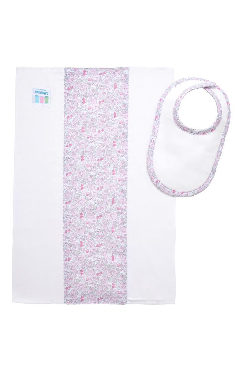 3 Marthas Floral Drooler Bib & Burp Set, Alternate, color, Pink Elephant Floral