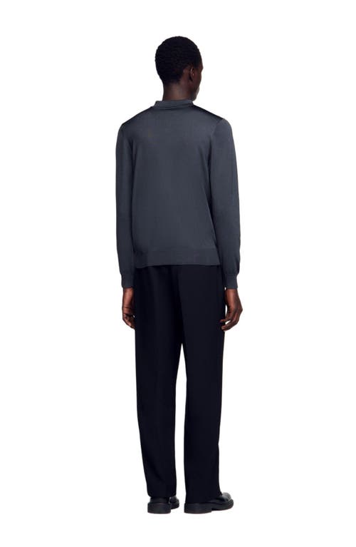Sandro Ribbed Polo Shirt In Fonte